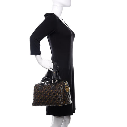 Louis Vuitton Monogram Sequins Eclipse Speedy 28 Black 2 of 10