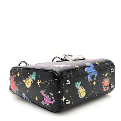 Christian Dior Calfskin Pixel Zodiac Mini Lady Dior Black Multicolor 4 of 9