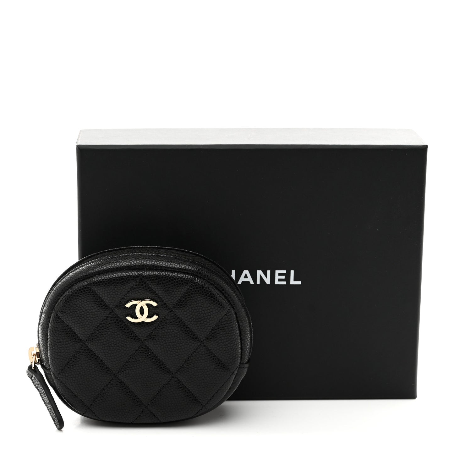Caviar Quilted Zip Around Classic Coin Purse Black