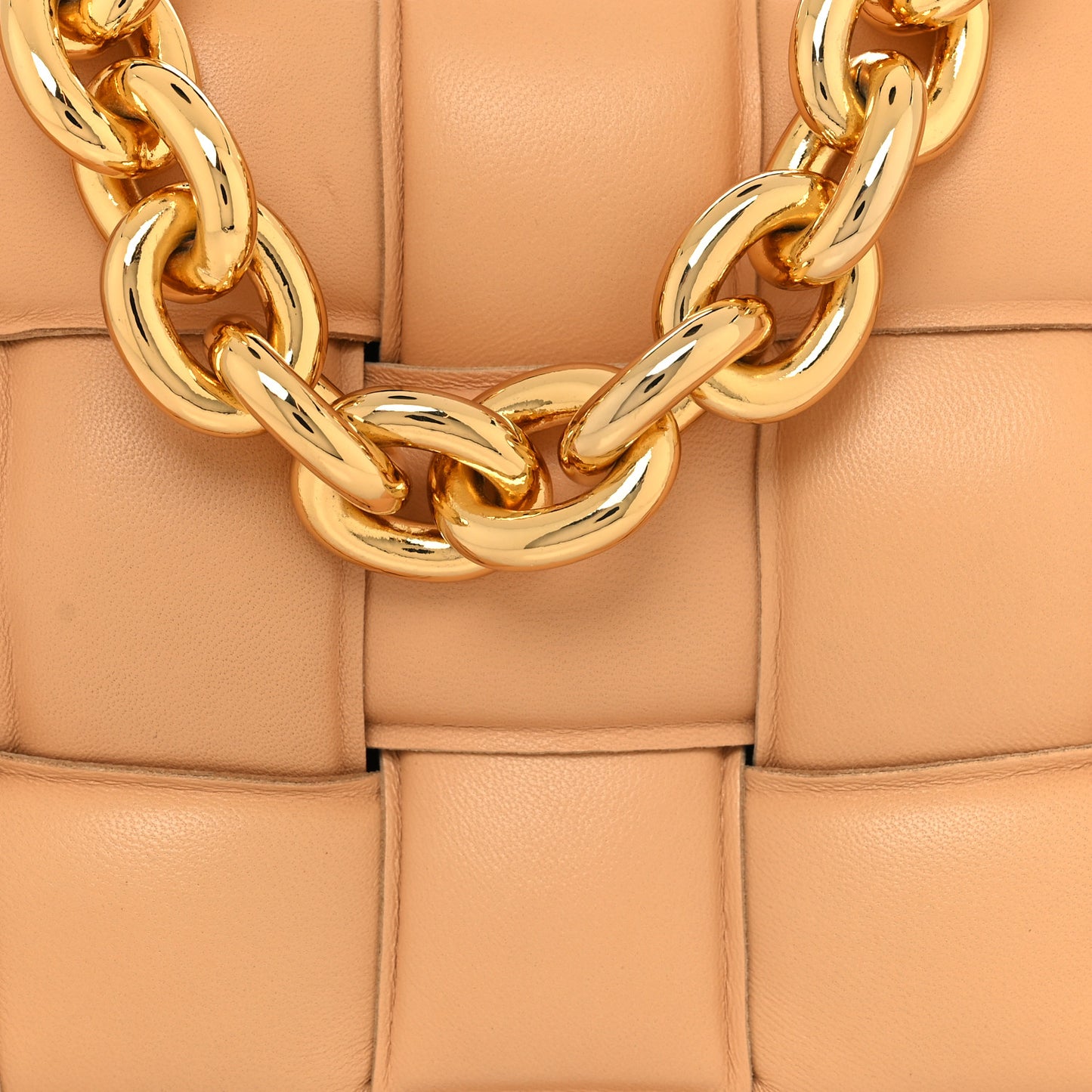 Lambskin Maxi Intreccio Padded Chain Cassette Crossbody Bag Almond