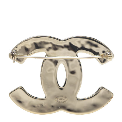 Chanel Crystal Enamel CC Brooch White Grey 2 of 3