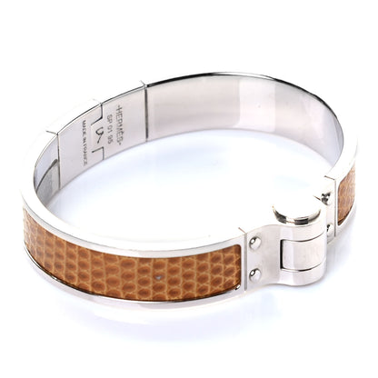 Hermes Lizard Charniere Cuir Narrow Hinged Bracelet Sesame 3 of 5