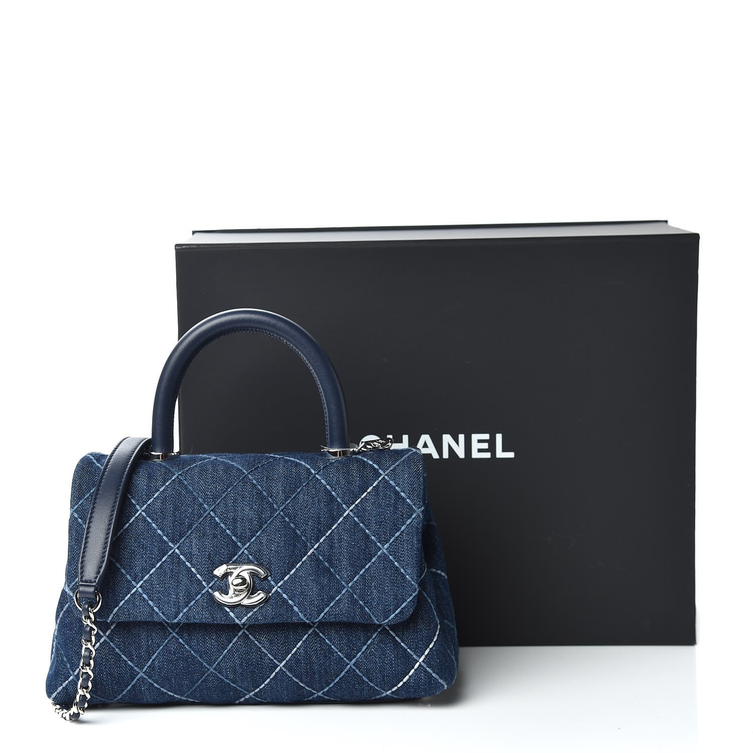 Chanel Denim Quilted Mini Coco Handle Flap Blue 13 of 13