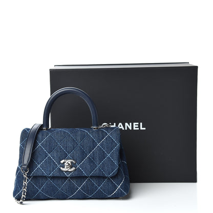 Chanel Denim Quilted Mini Coco Handle Flap Blue 13 of 13