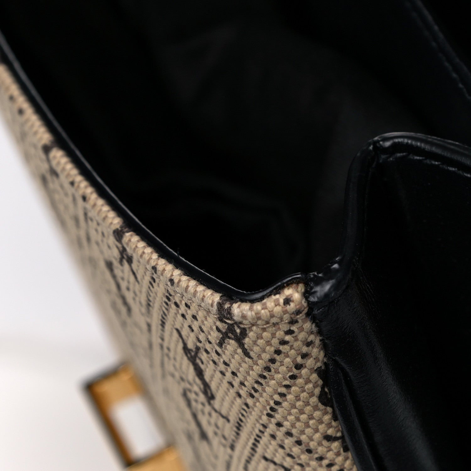 Saint Laurent Canvas Small Le Monogramme Satchel Beige Black 10 of 19