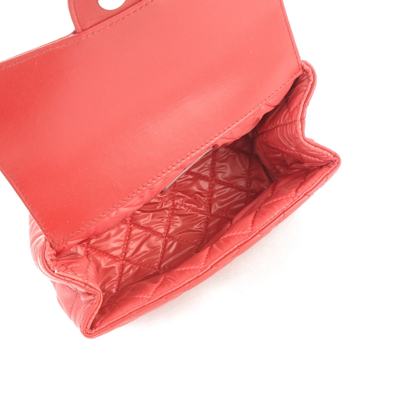 Lambskin Quilted Flap Cosmetic Case Red