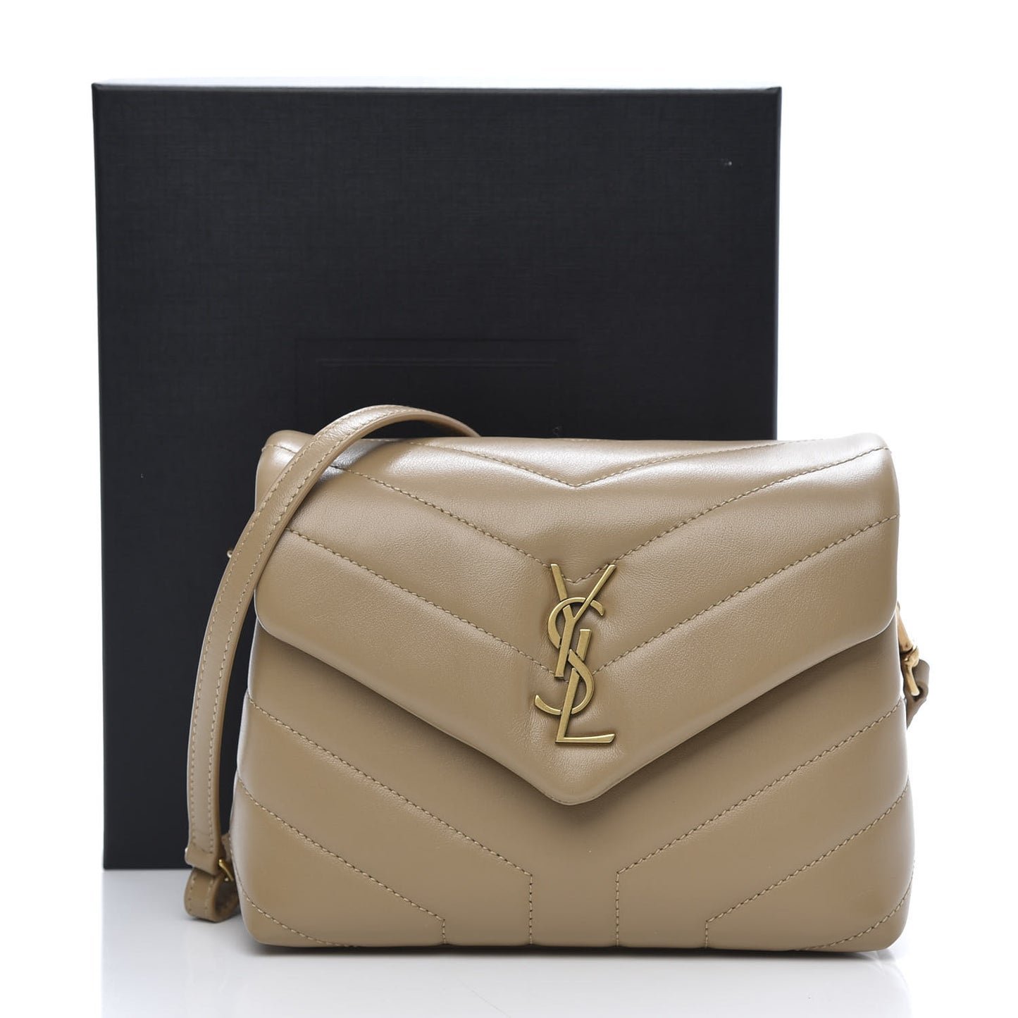 Calfskin Y Quilted Monogram Toy Loulou Crossbody Bag Latte