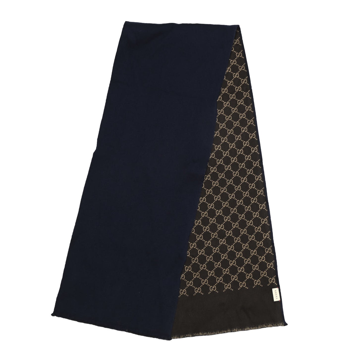 Wool Silk GG Monogram Ripon Simple Scarf Brown Blue