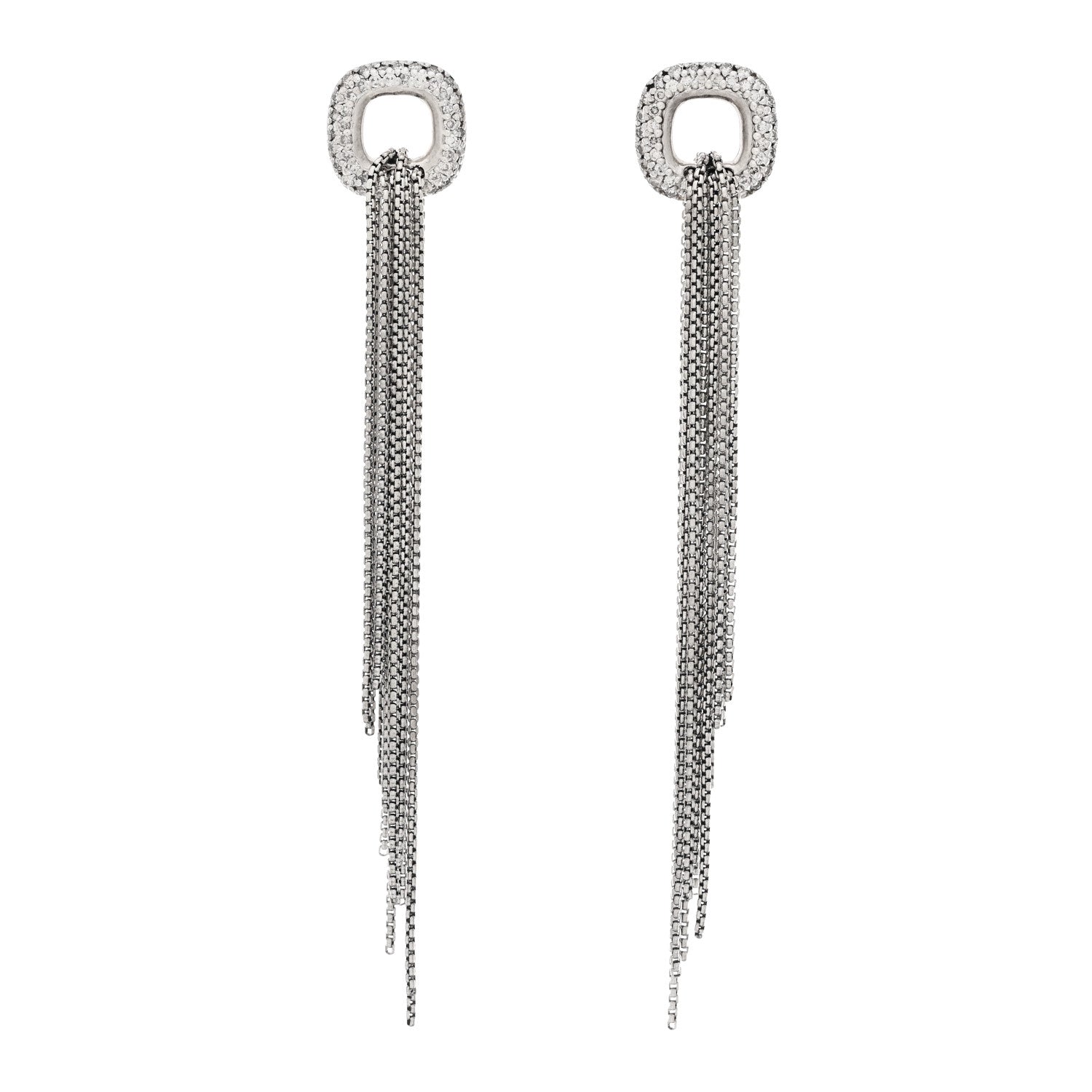 David Yurman Sterling Silver Diamond Tassel Drop Earrings 1 of 4