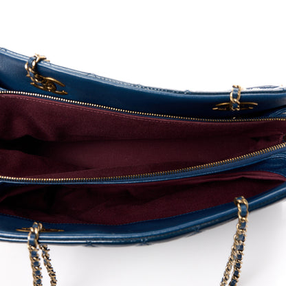 Chanel Patent Goatskin Quilted Small CC Eyelet Tote Blue 5 of 15