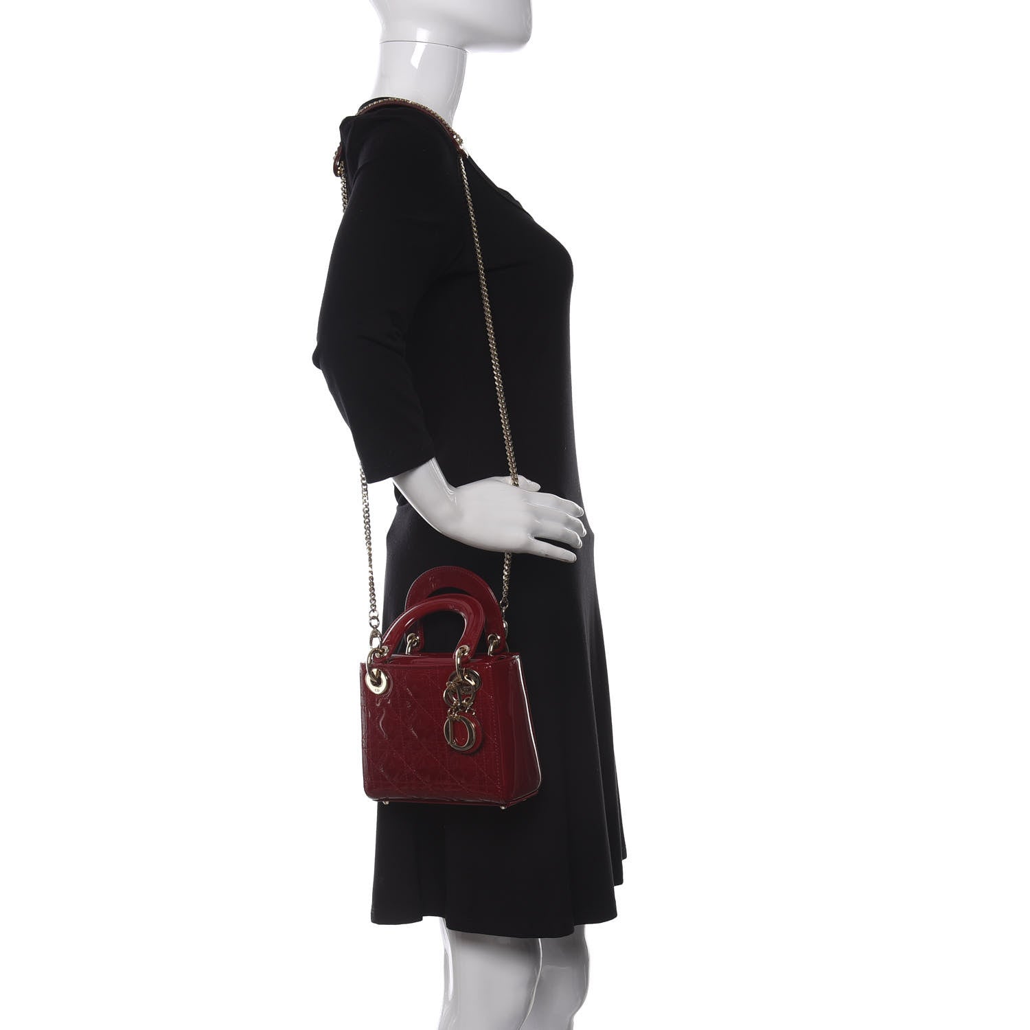 Christian Dior Patent Cannage Mini Lady Dior Red 2 of 10
