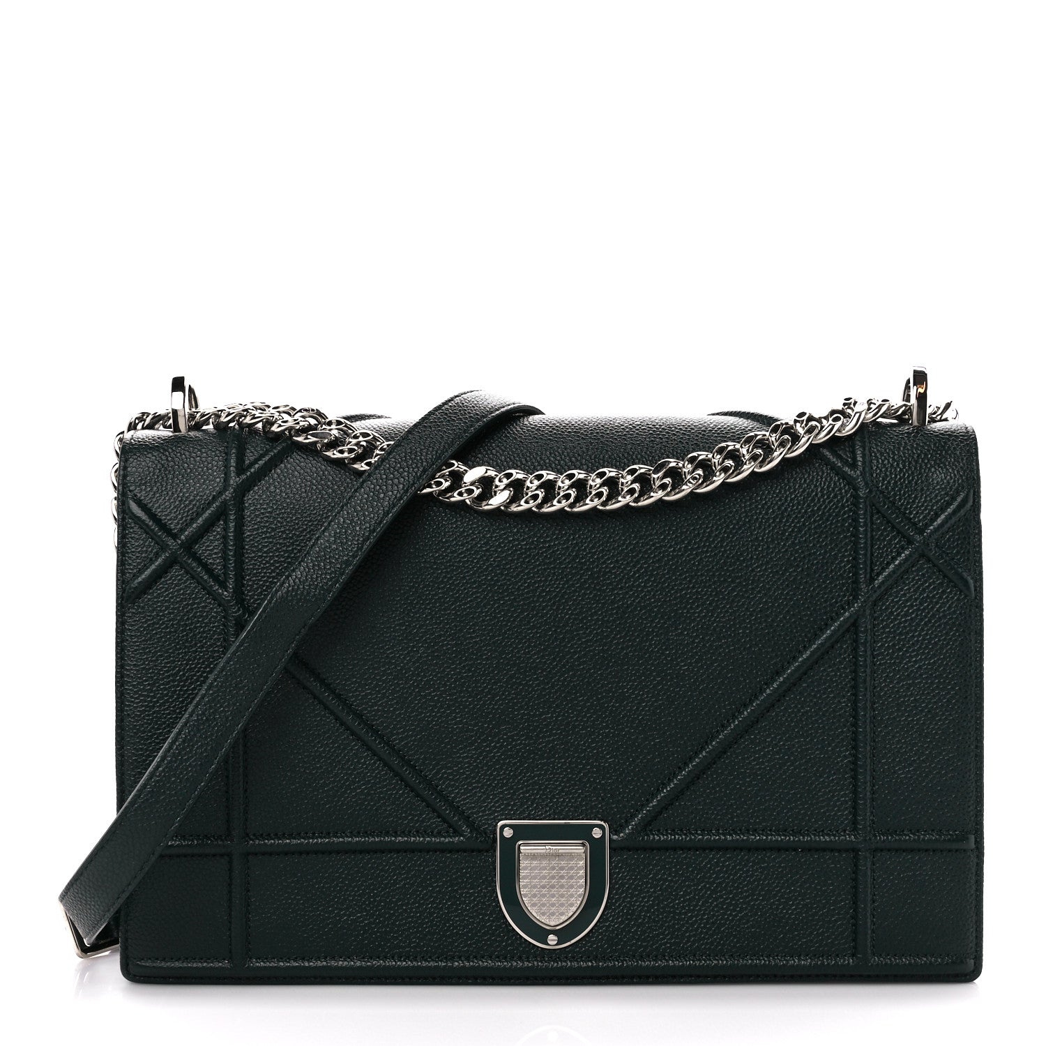 Christian Dior Grained Calfskin Large Diorama Flap Bag Green 1 of 11