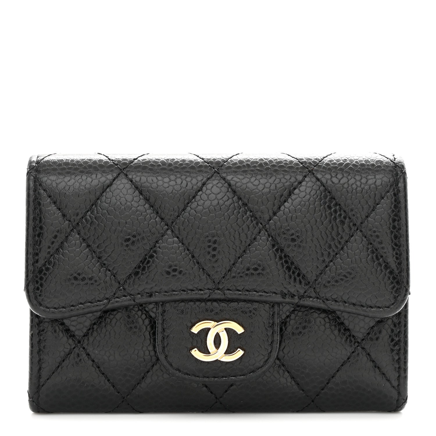 Chanel Caviar Quilted Flap Card Holder Wallet Black 1 of 9