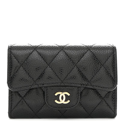 Chanel Caviar Quilted Flap Card Holder Wallet Black 1 of 9