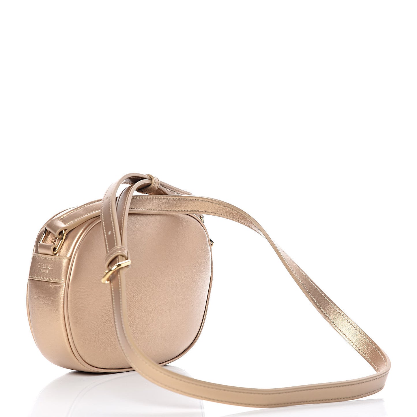 Laminated Calfskin Quilted Small C Charm Bag Gold