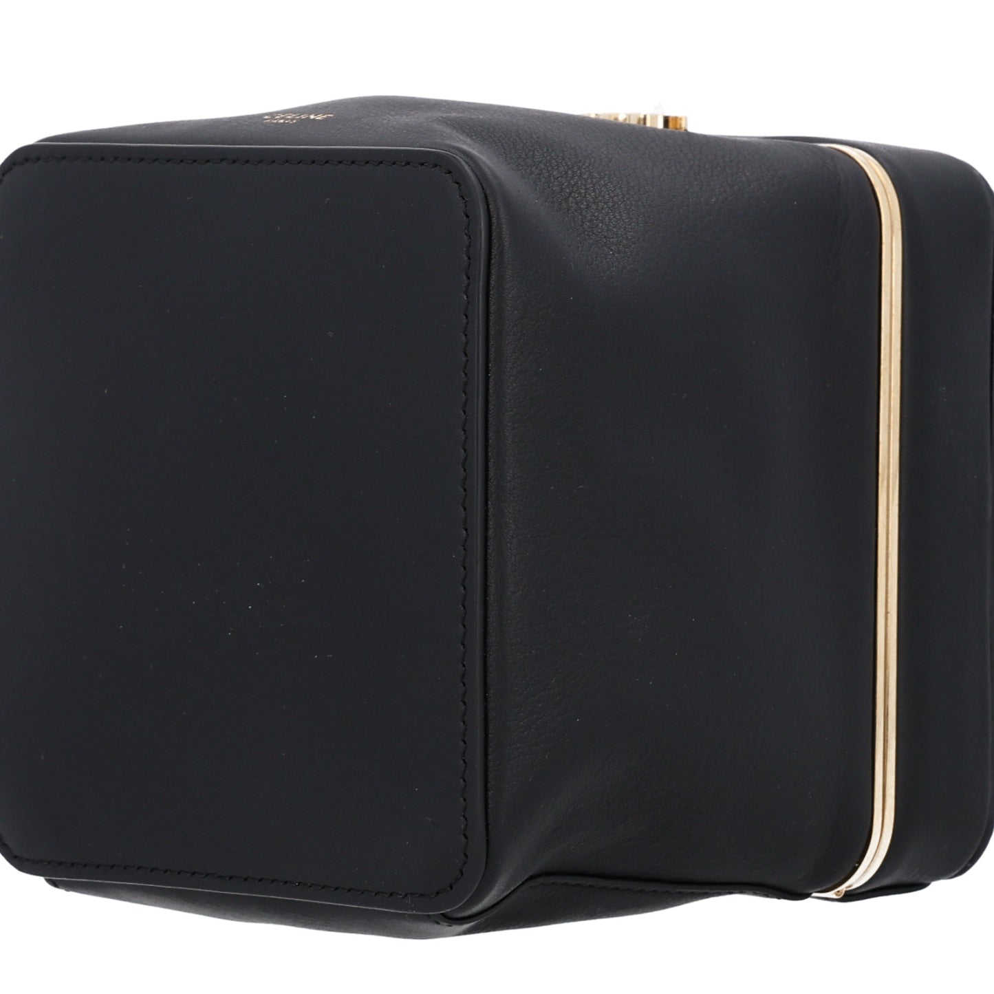 Supple Calfskin Cube Frame Bag Black