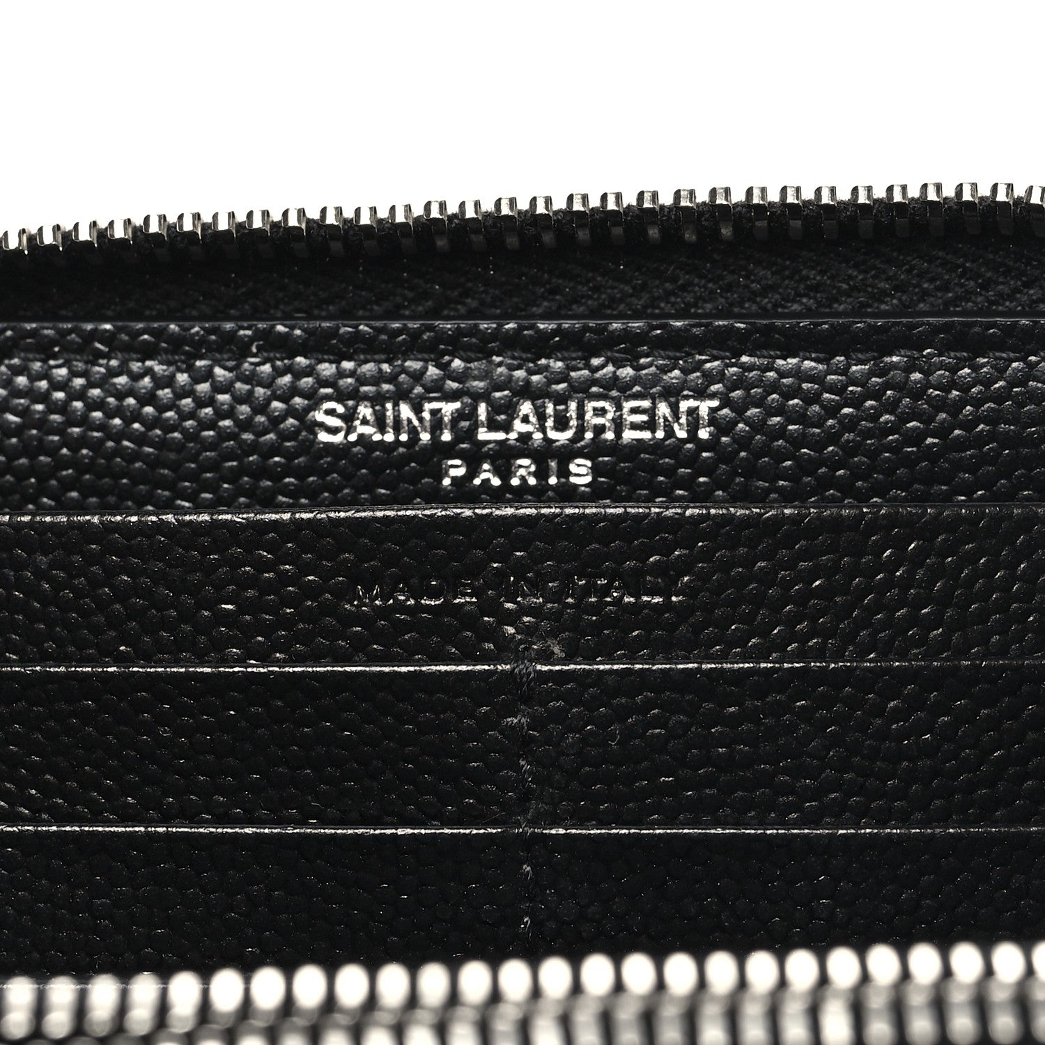 Saint Laurent Grain De Poudre Matelasse Chevron Monogram Zip Around Wallet Black 6 of 8
