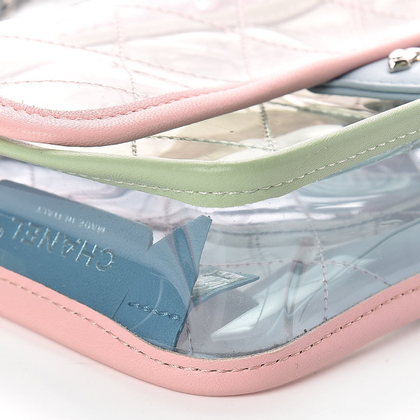 Lambskin PVC Quilted Mini Coco Splash Flap Blue Green