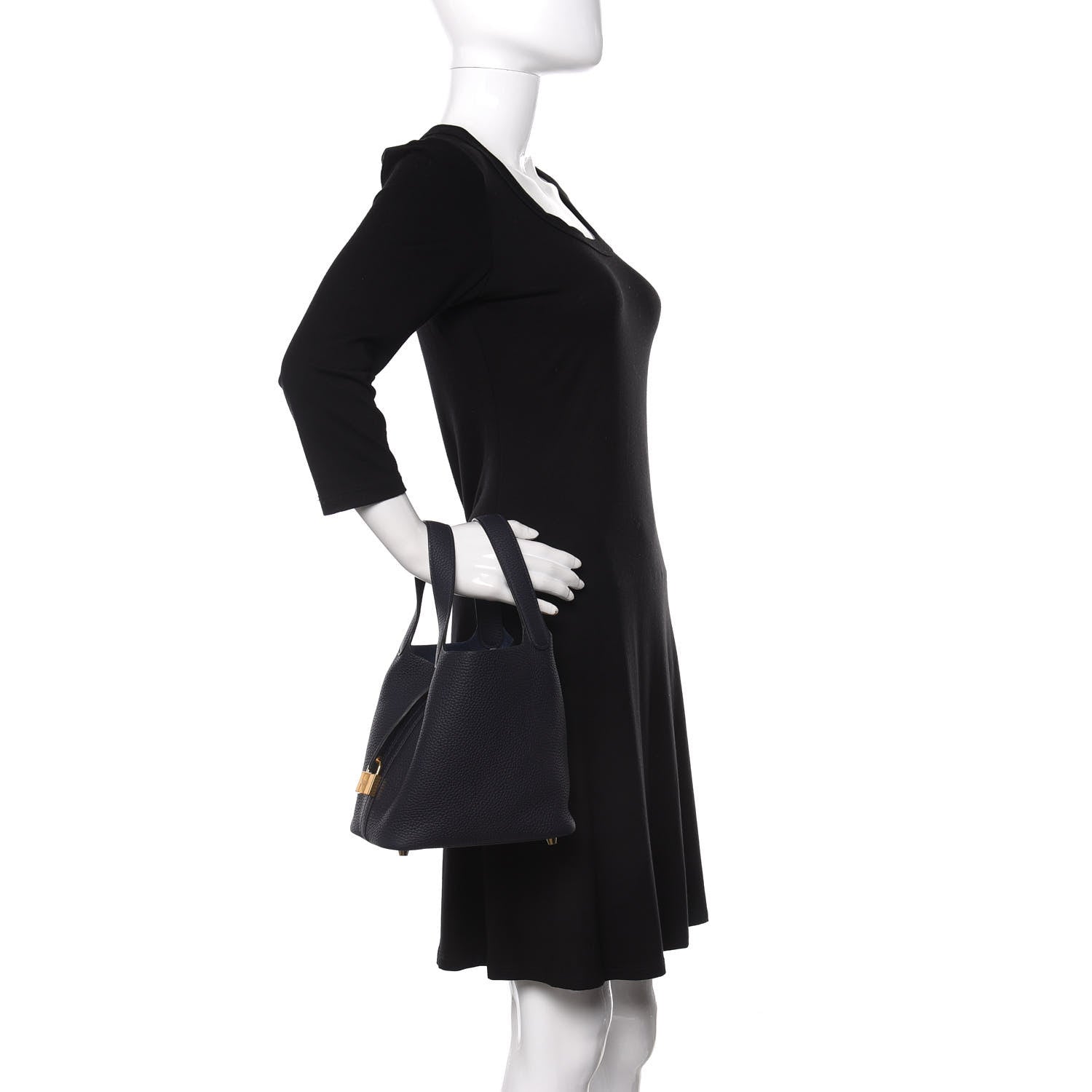 Hermes Taurillon Clemence Picotin Lock 18 PM Bleu Nuit 2 of 8