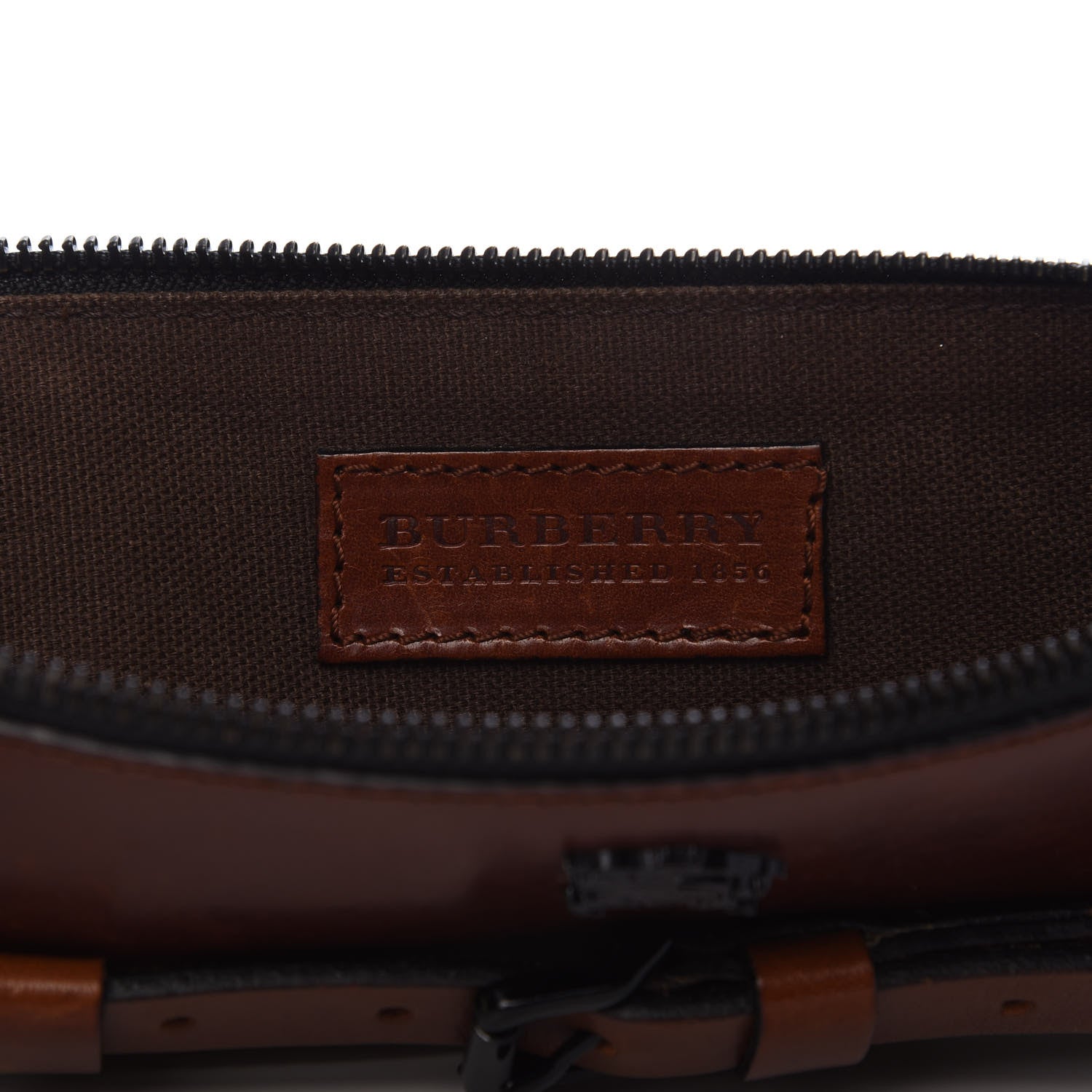Burberry Bridle Calfskin House Check Zip Pouch Dark Tan 6 of 10