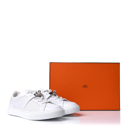 Hermes Calfskin Perforated Day Sneakers 38 White 13 of 13