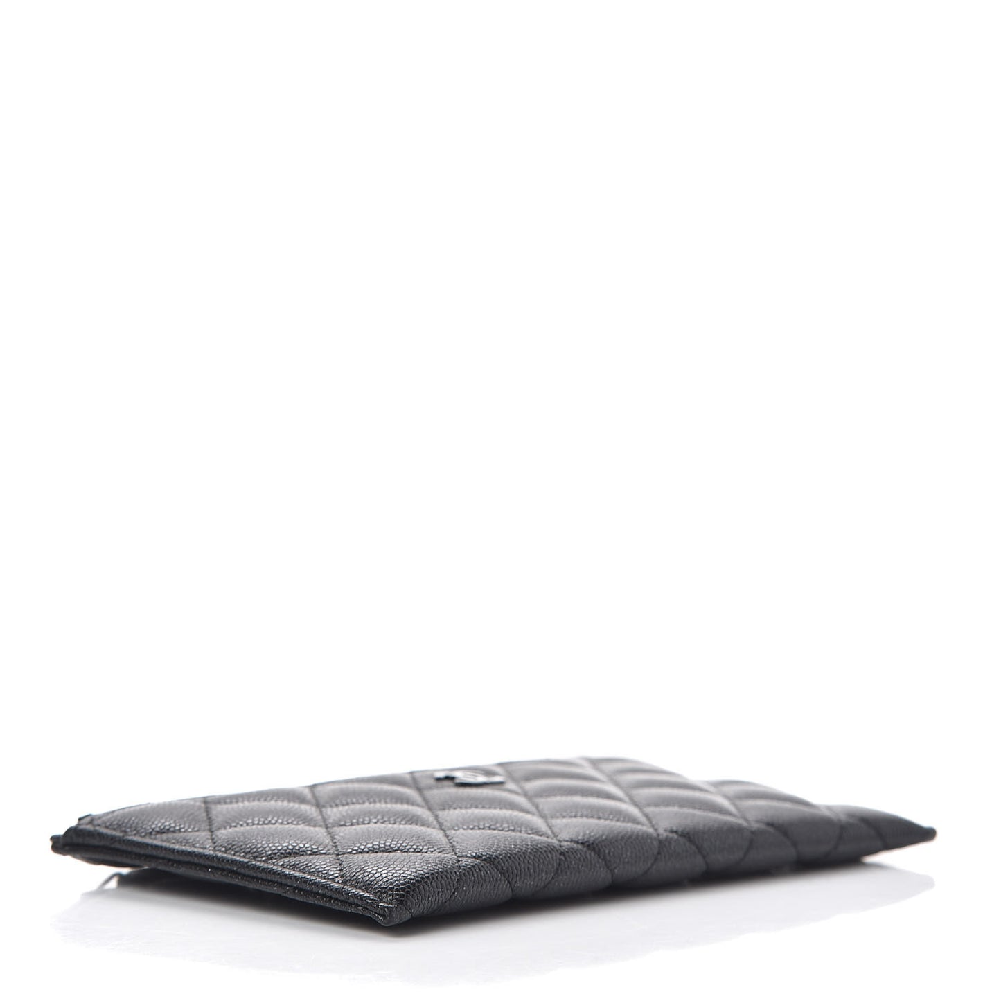 Iridescent Caviar Quilted Classic Zip Pouch Black