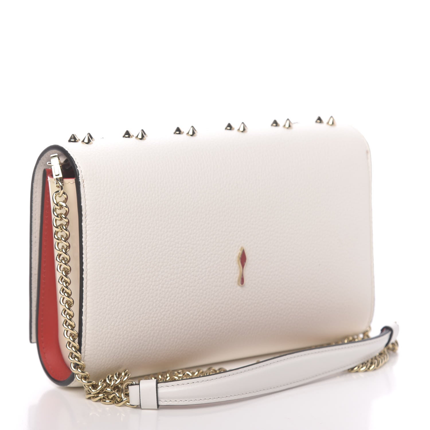Christian Louboutin Calfskin Spikes Loubinthesky Paloma Clutch White 3 of 10