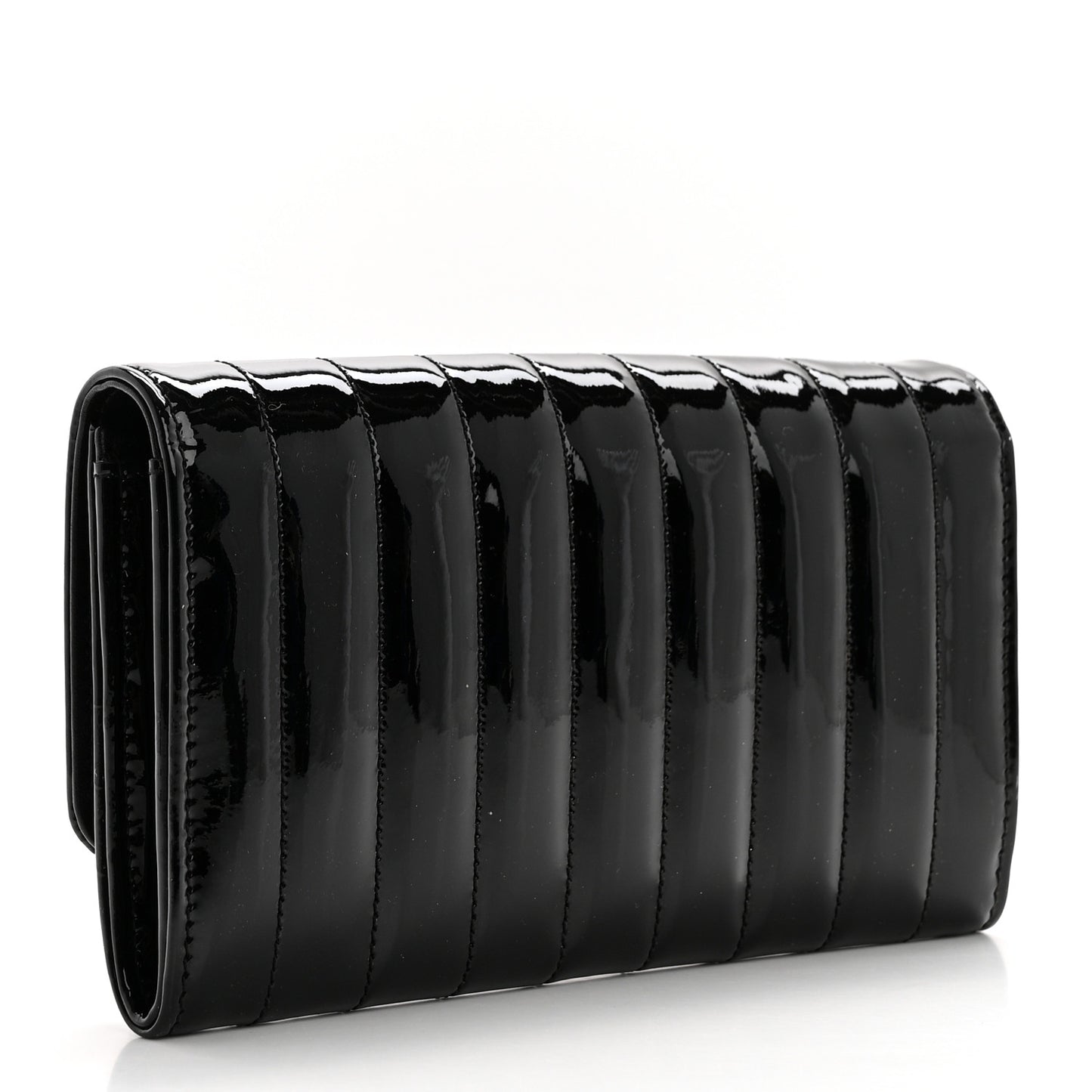 Patent Calfskin Matelasse Monogram Large Vicky Continental Wallet Black