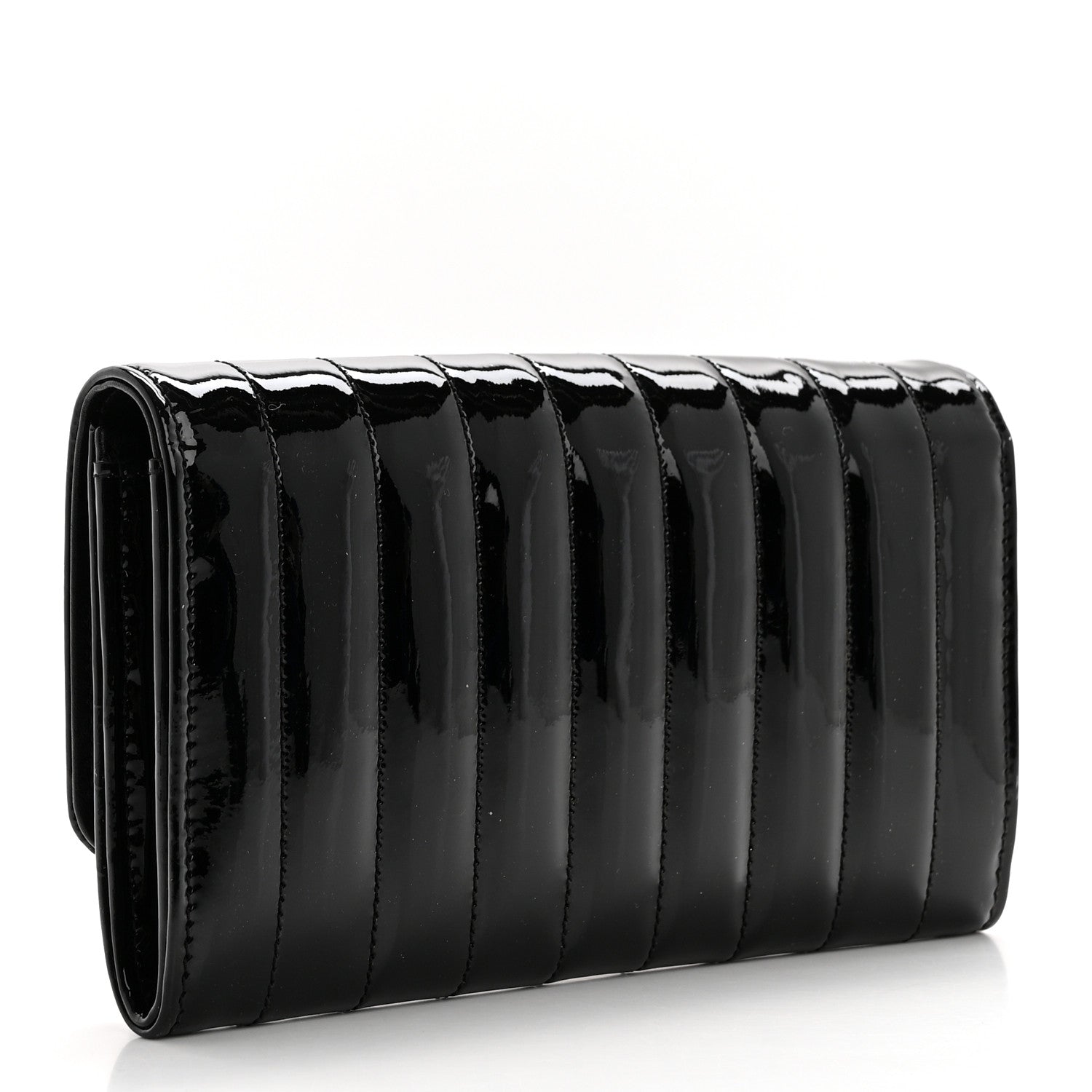 Saint Laurent Patent Calfskin Matelasse Monogram Large Vicky Continental Wallet Black 3 of 12
