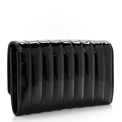 Saint Laurent Patent Calfskin Matelasse Monogram Large Vicky Continental Wallet Black 3 of 12