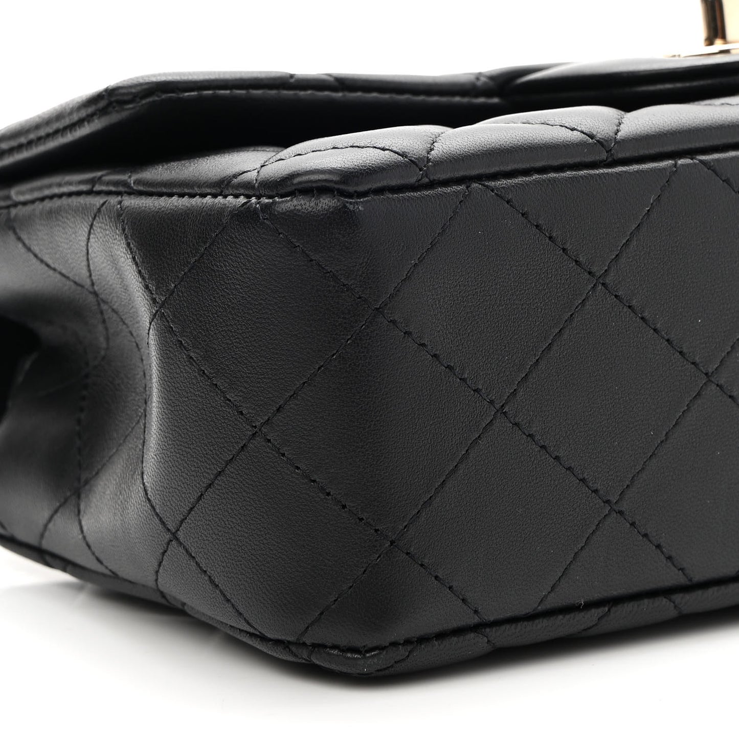 Lambskin Quilted Mini Rectangular Flap Black