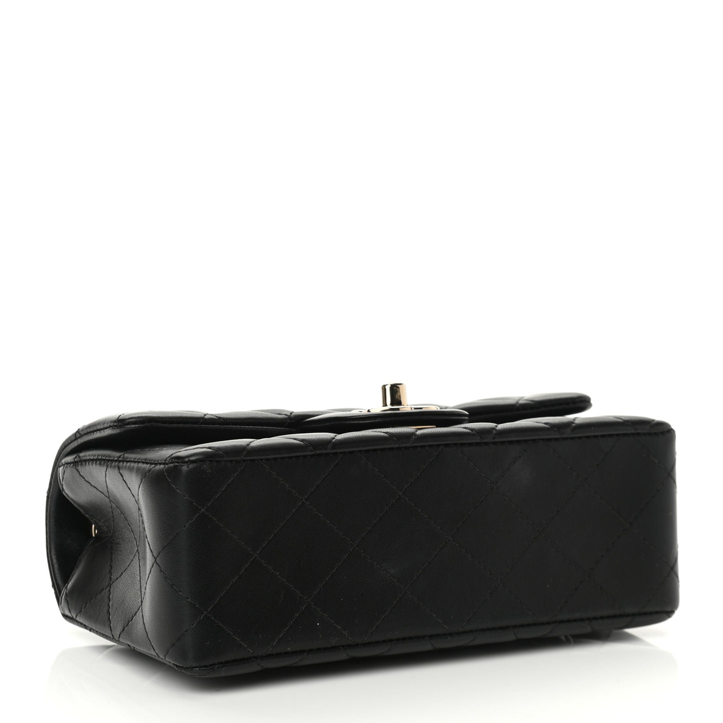 Lambskin Quilted Mini Rectangular Flap Black
