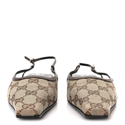 Gucci GG Monogram Malaga Kid Square G 35mm Slingback Pumps 39.5 Beige Ebony New Acero 3 of 9