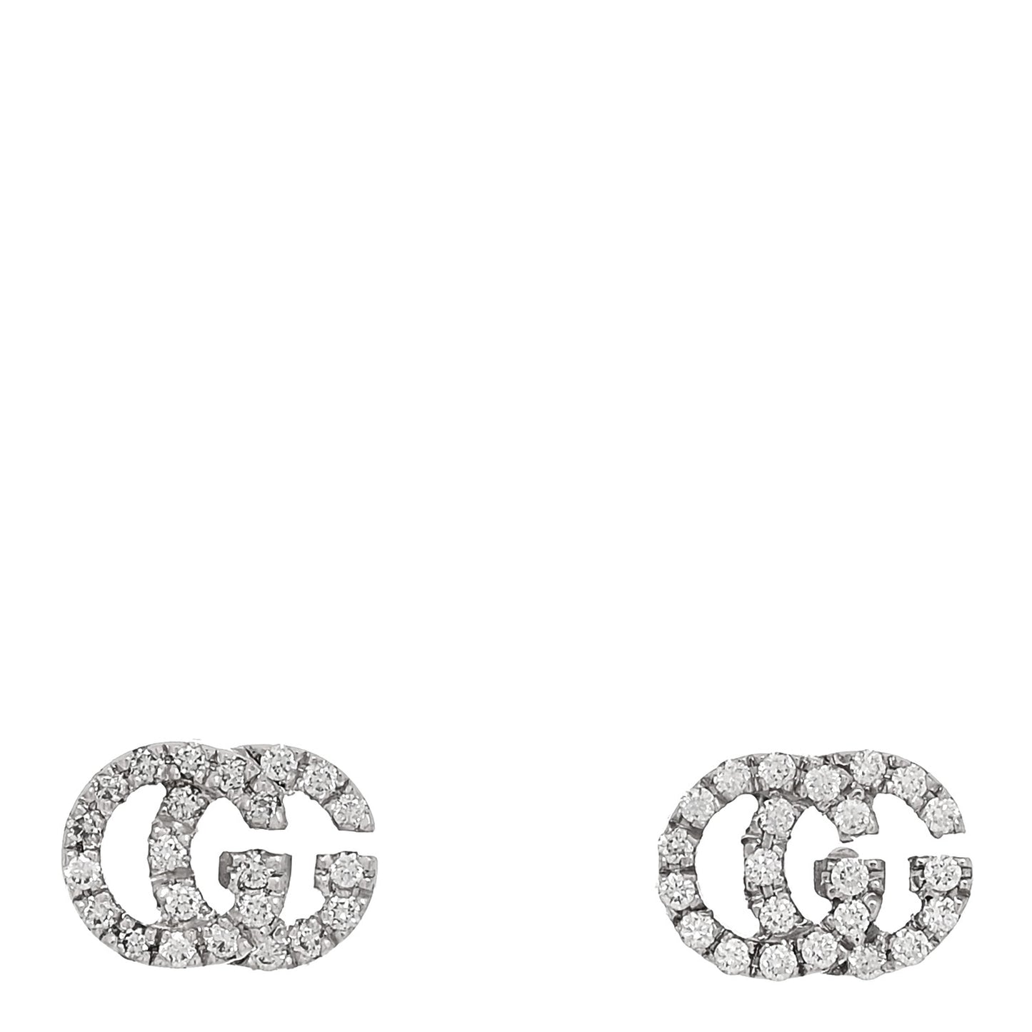 18K White Gold Diamond Mini Running G Earrings