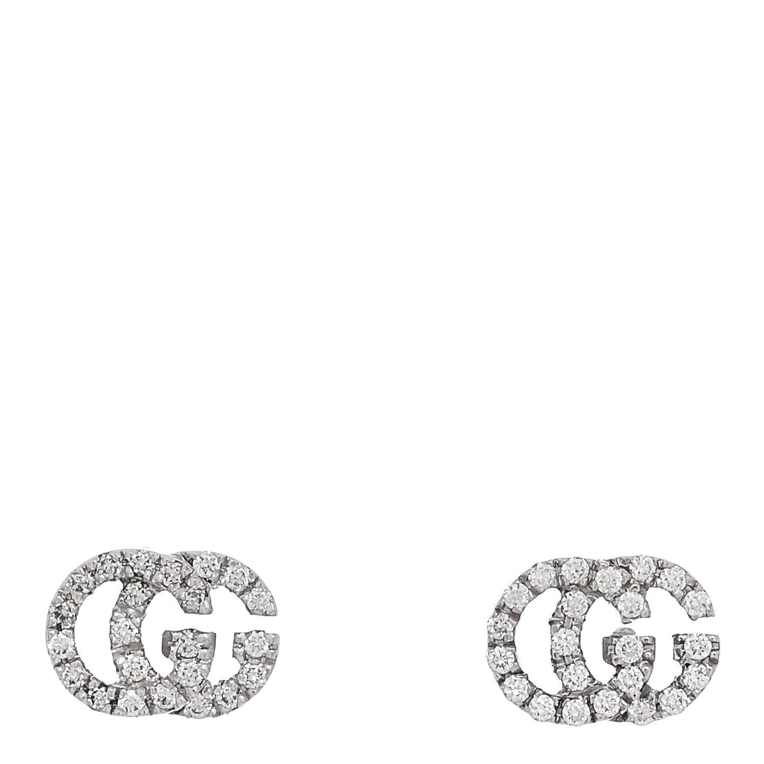 Gucci 18K White Gold Diamond Mini Running G Earrings 1 of 5