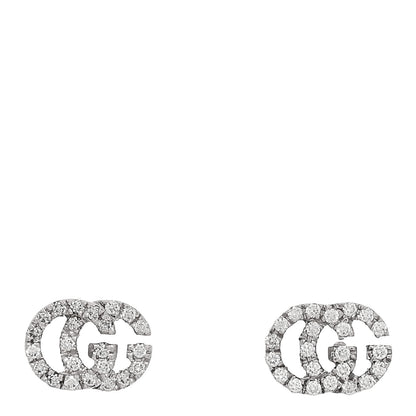 Gucci 18K White Gold Diamond Mini Running G Earrings 1 of 5