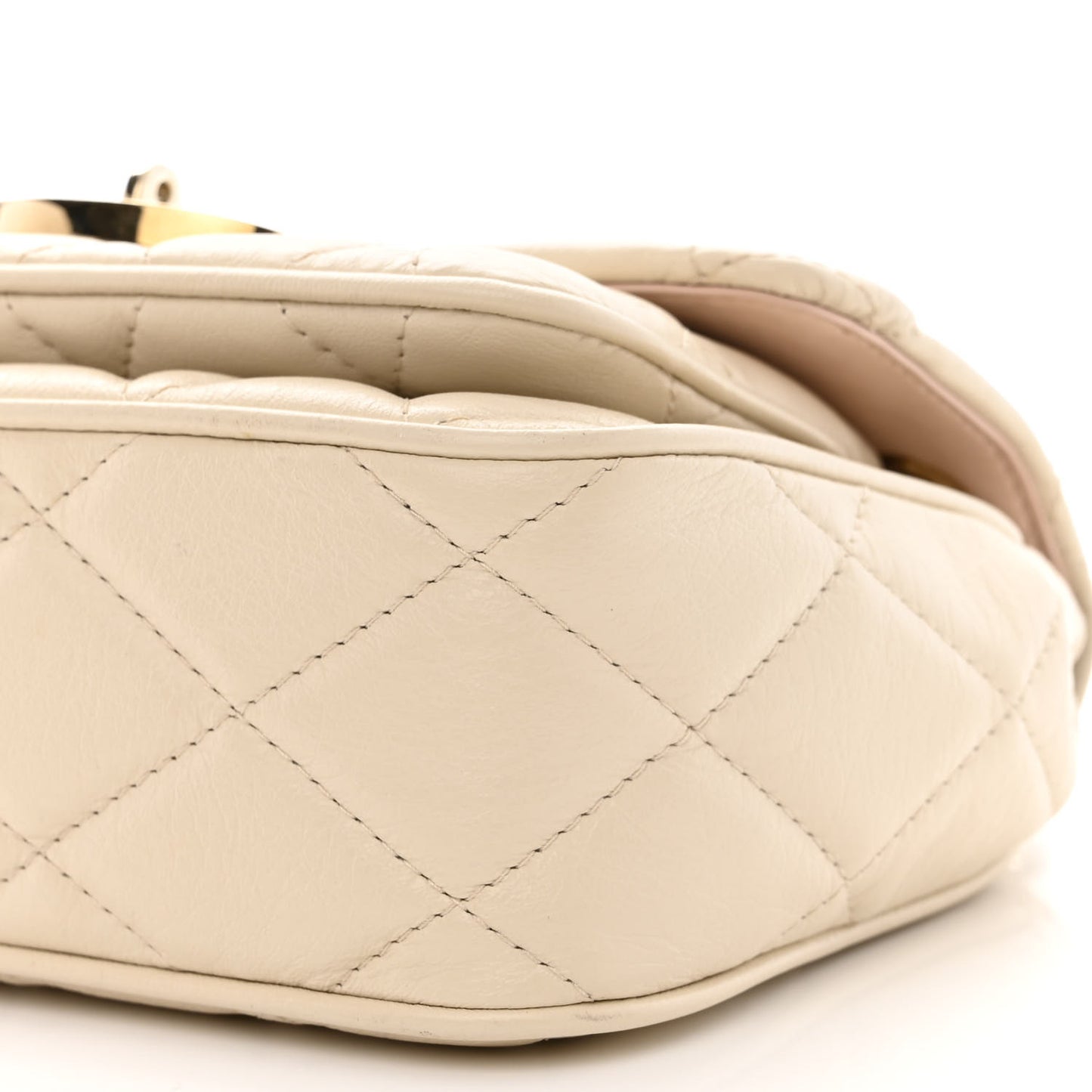 Shiny Calfskin Quilted Mini Darley Shoulder Bag Chalk