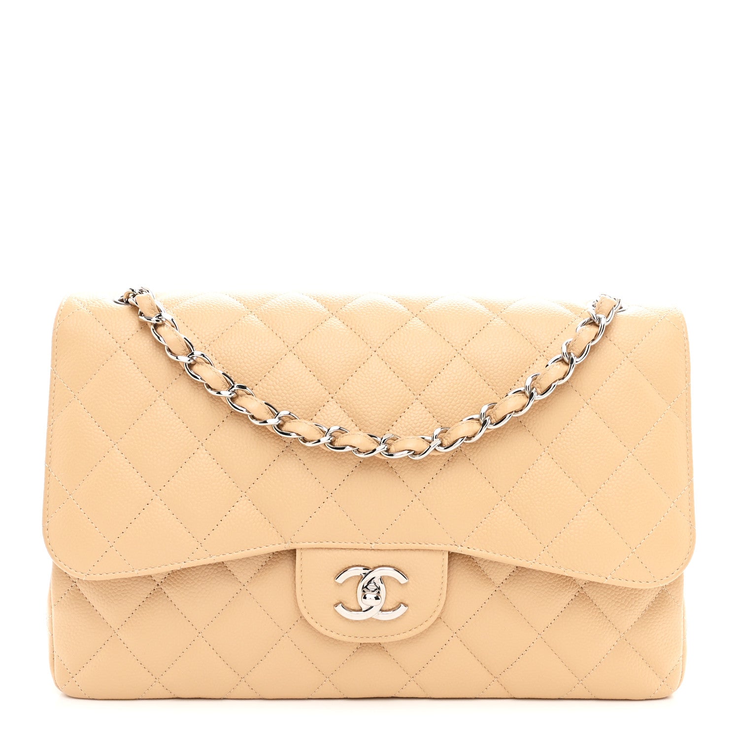 Chanel Caviar Quilted Jumbo Double Flap Beige Clair 1 of 10