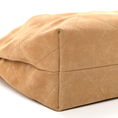 Chanel Suede Calfskin Lambskin Quilted Maxi Hobo Light Brown 9 of 10