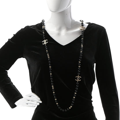 Chanel Beaded CC Long Necklace Black Gold 2 of 5