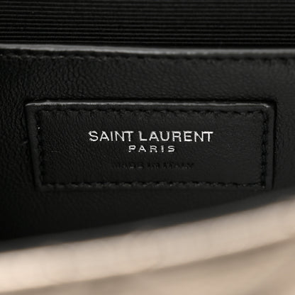 Saint Laurent Metallic Grain De Poudre Textured Mixed Matelasse Triquilt Small Monogram Satchel Piombo 6 of 9