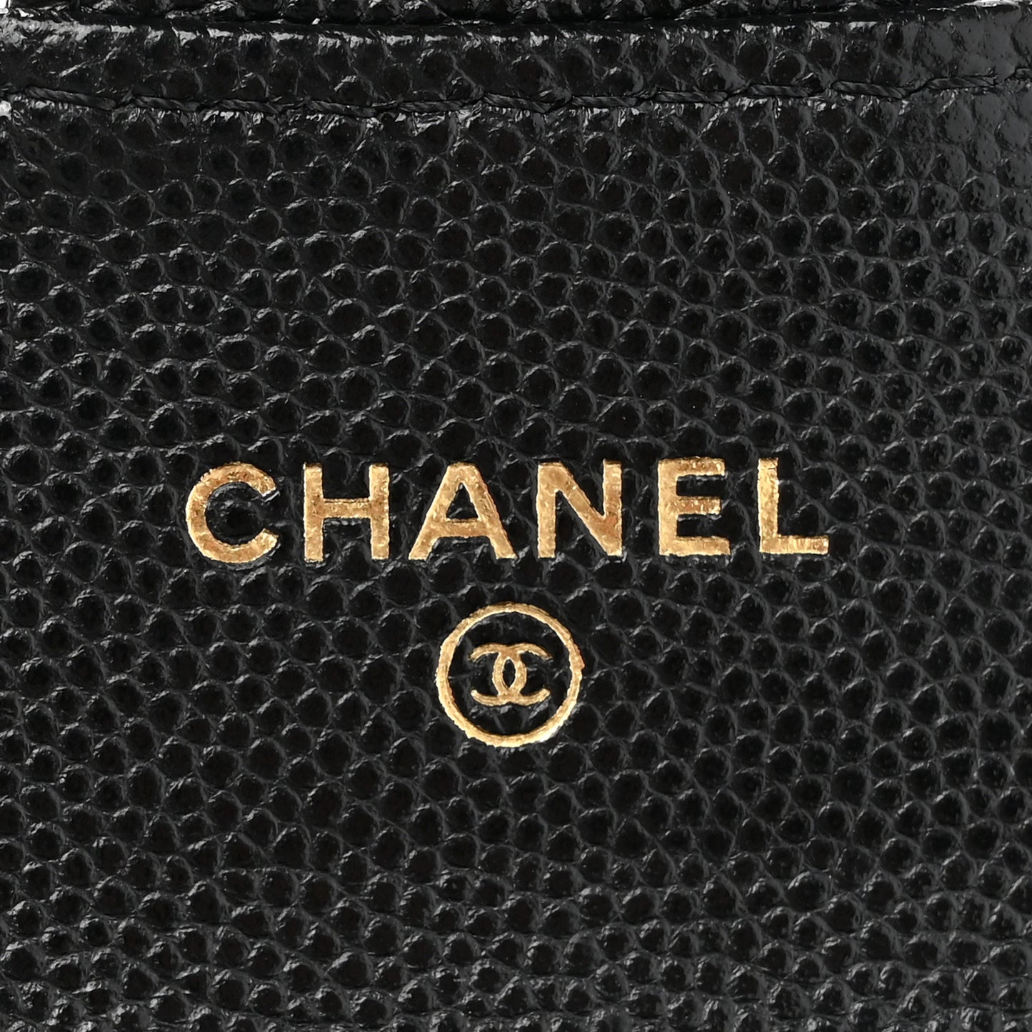 Caviar Quilted Flap Card Holder On Chain Black