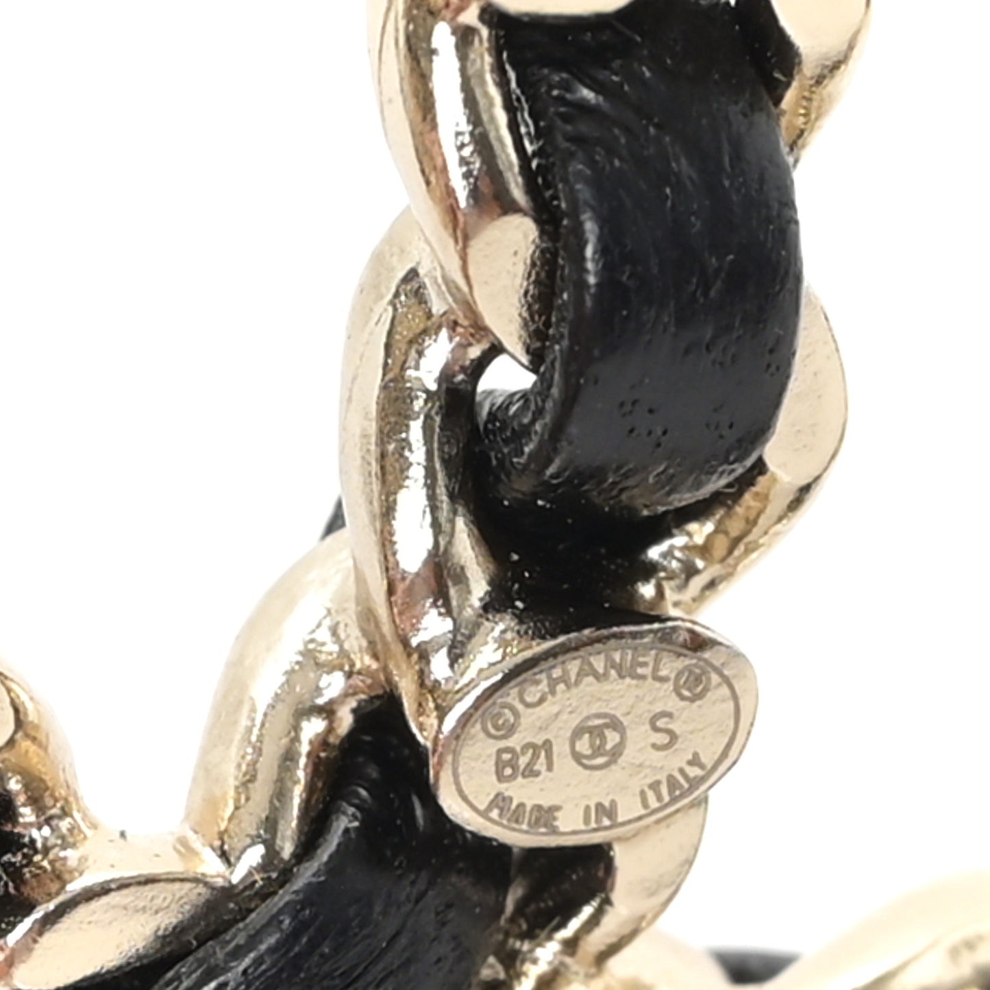 Lambskin CC Chain Brooch Black Gold