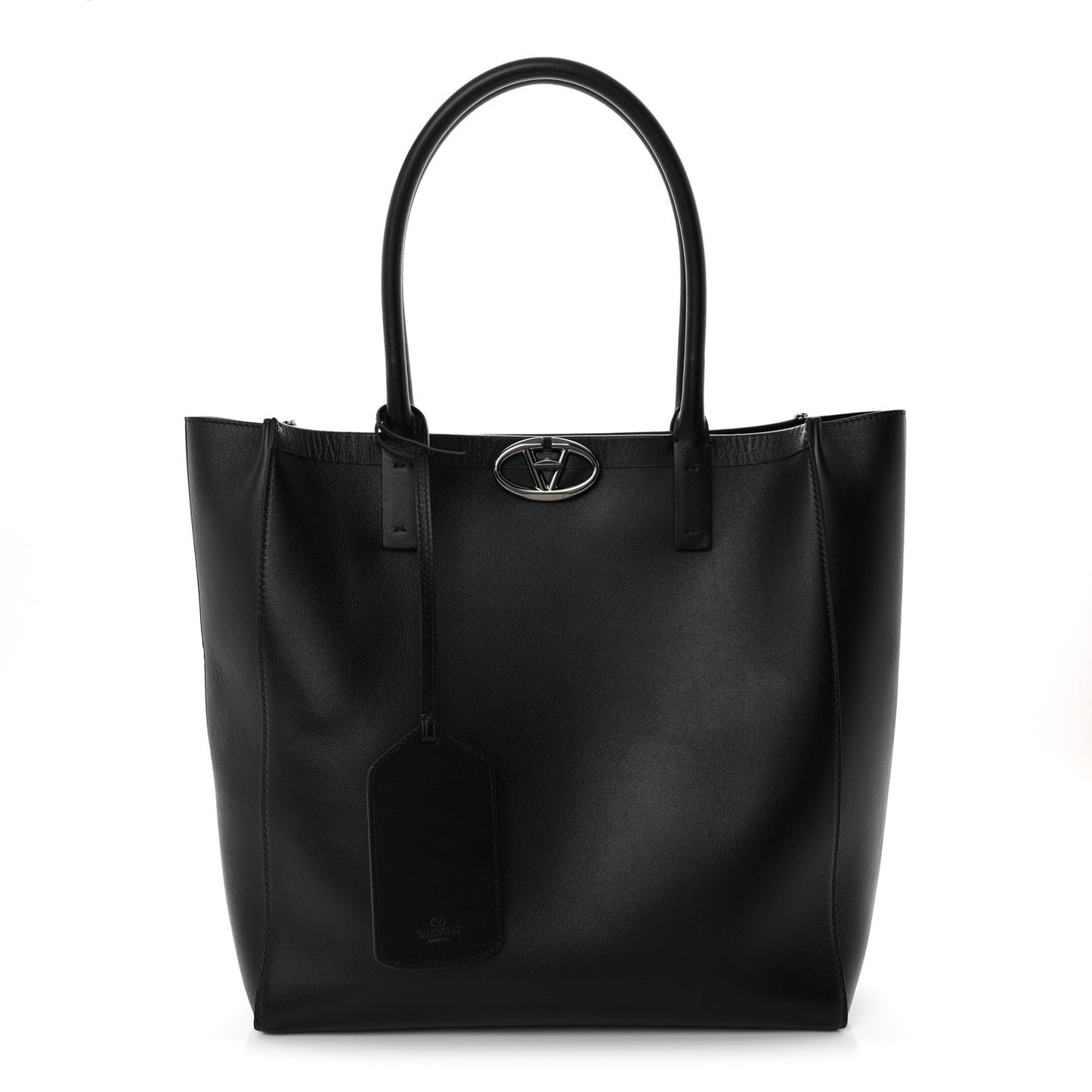 Calfskin Vlogo Medium Locker Tote Black