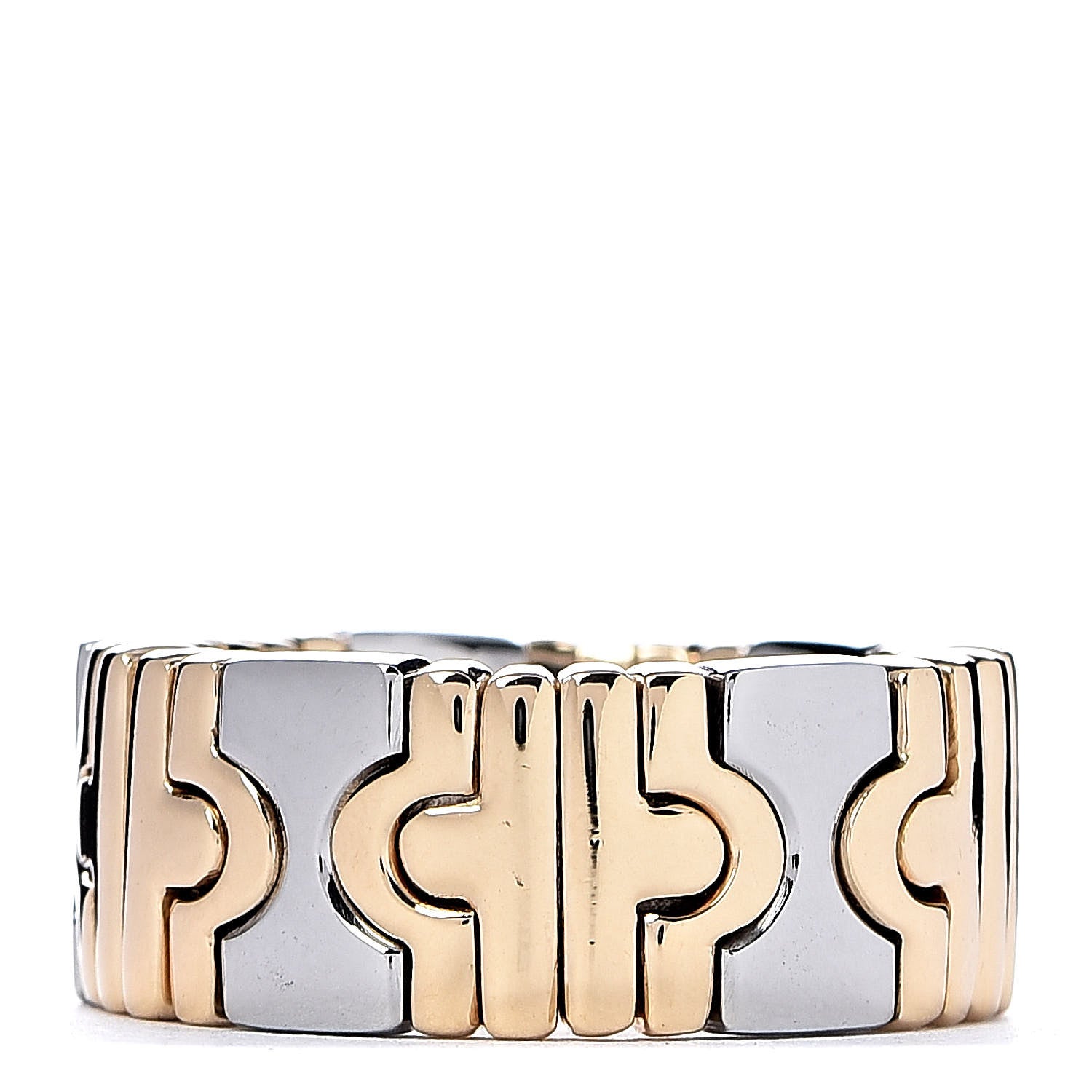 Bulgari Stainless Steel 18K Yellow Gold Parentesi Band Ring 50 5.25 3 of 4