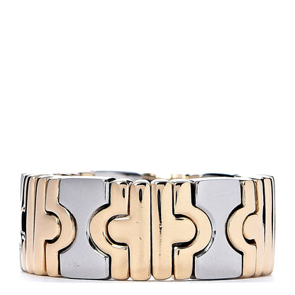 Bulgari Stainless Steel 18K Yellow Gold Parentesi Band Ring 50 5.25 3 of 4