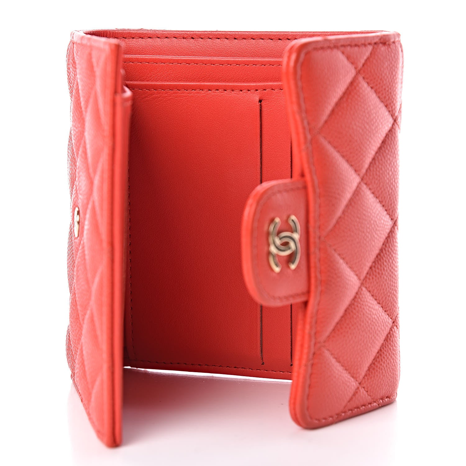 Chanel Caviar Quilted Compact Flap Wallet Red 5 of 12