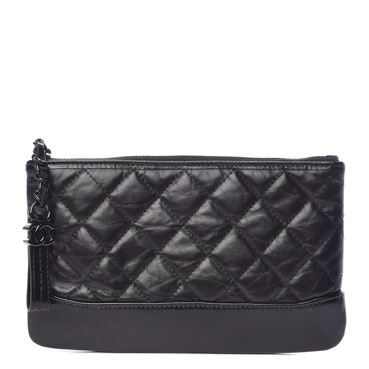 Aged Calfskin Quilted Small Gabrielle Pouch So Black
