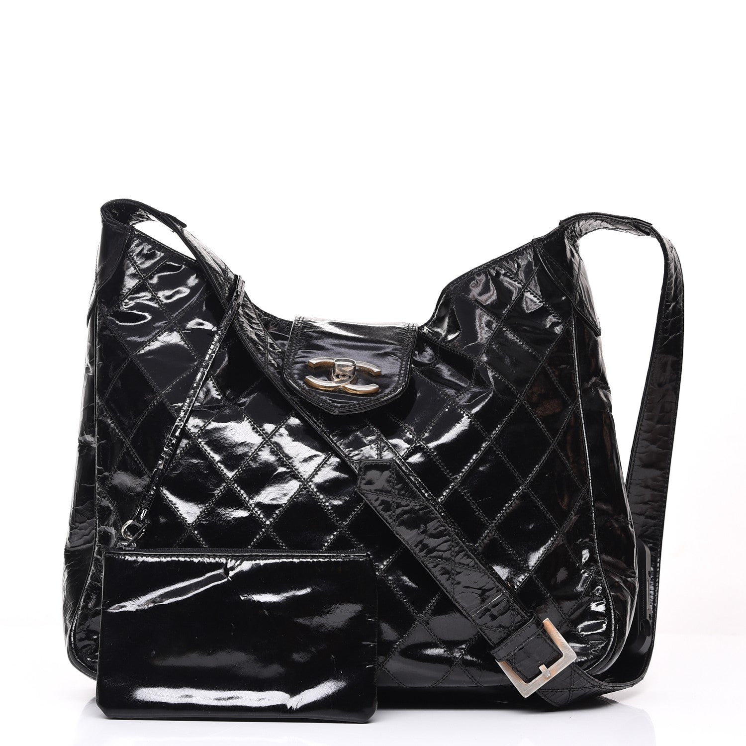 Chanel Patent Quilted CC Shoulder Bag Black 3 of 17