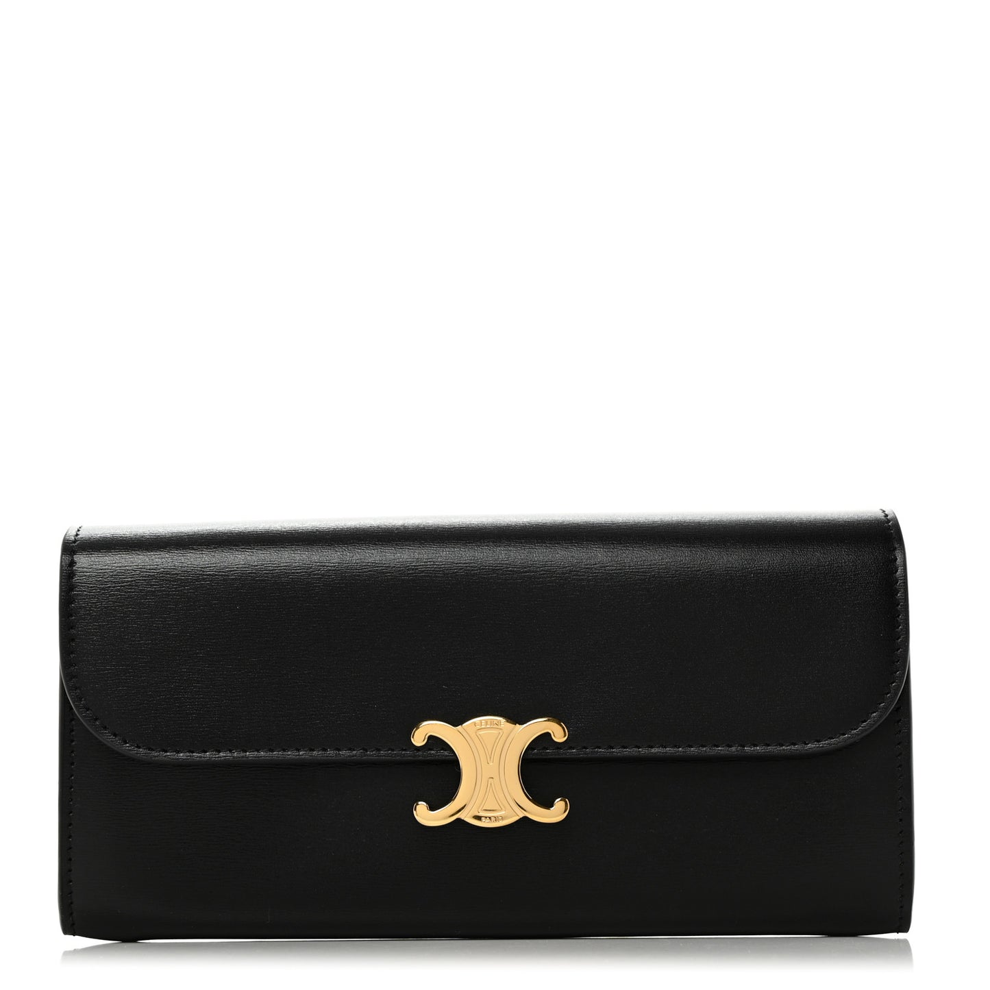 Shiny Calfskin Long Triomphe Wallet Black